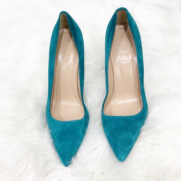 J. Crew Elsie Suede Heels in Hedgerow Green sz 8.5 - Picture 4 of 15